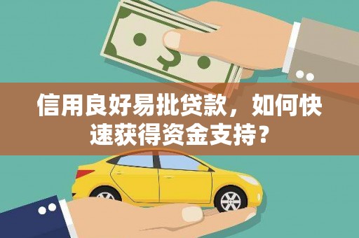 安阳信用良好易批贷款，如何快速获得资金支持？