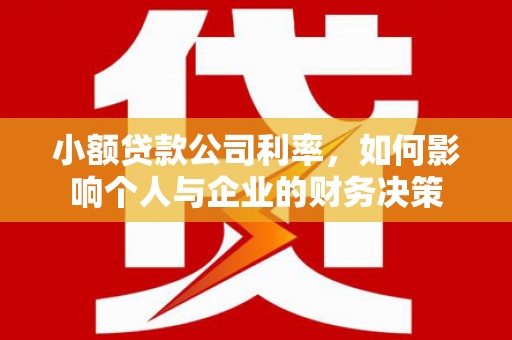 安阳小额贷款公司利率，如何影响个人与企业的财务决策
