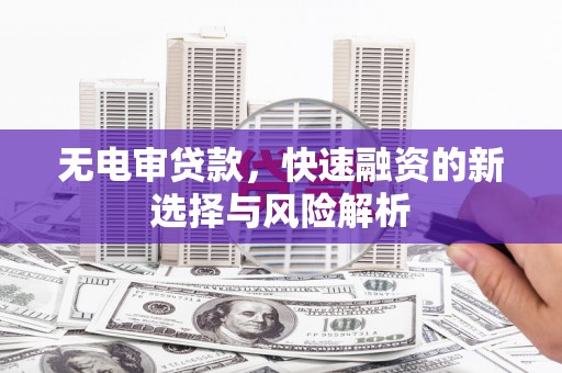 安阳无电审贷款，快速融资的新选择与风险解析