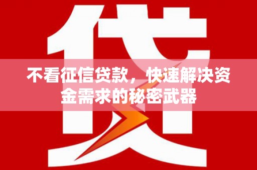 安阳不看征信贷款，快速解决资金需求的秘密武器
