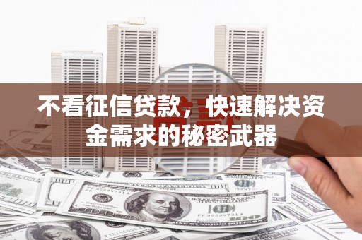安阳不看征信贷款，快速解决资金需求的秘密武器