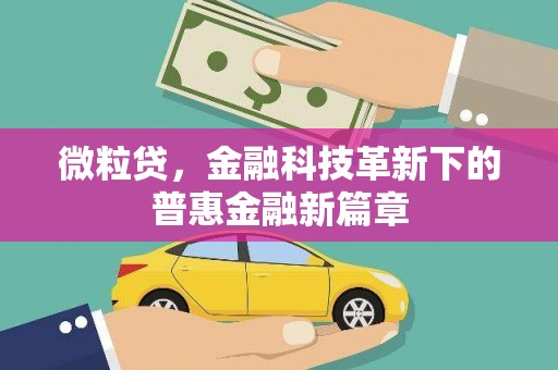 安阳微粒贷，金融科技革新下的普惠金融新篇章
